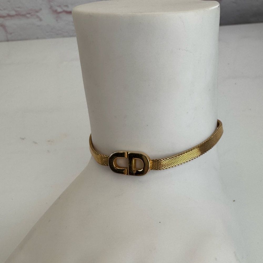 Dior Vintage Gold Mesh Bracelet with CD Logo - Picture 10 of 12